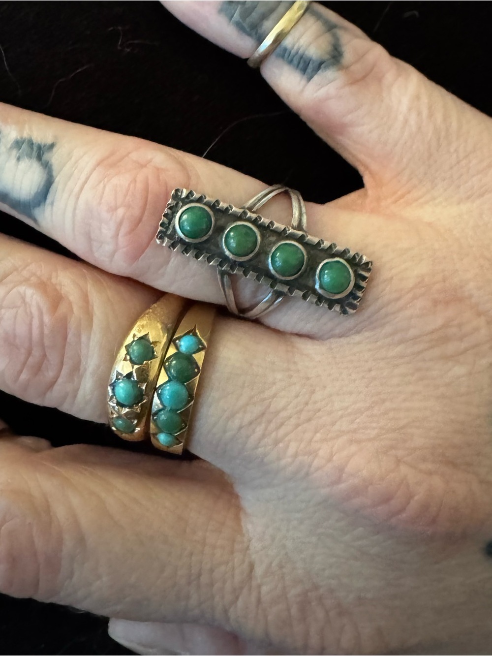 Vintage Native American Turquoise Sterling Silver Ring Size 7 (19) - Picture 9 of 9